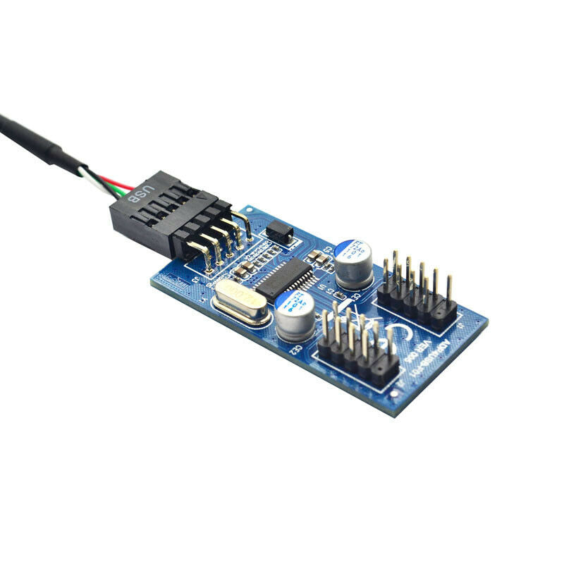 Motherboard 9Pin USB Header to 2 Male Adapter Card USB2.0 9Pin to Dual 9Pin CoZ5
