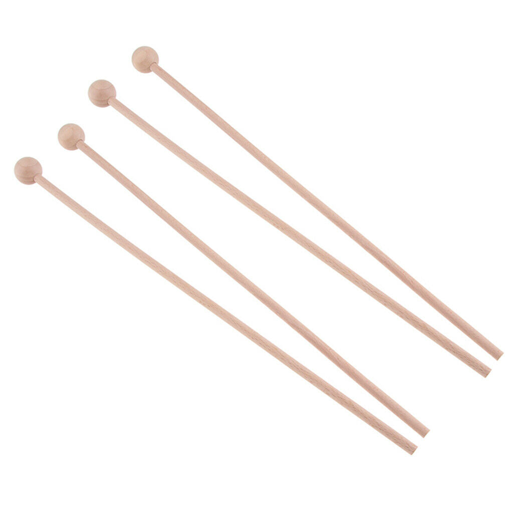 2 Pair Wooden Burr-free Long Mallets Percussion Sticks Musical Instruments for