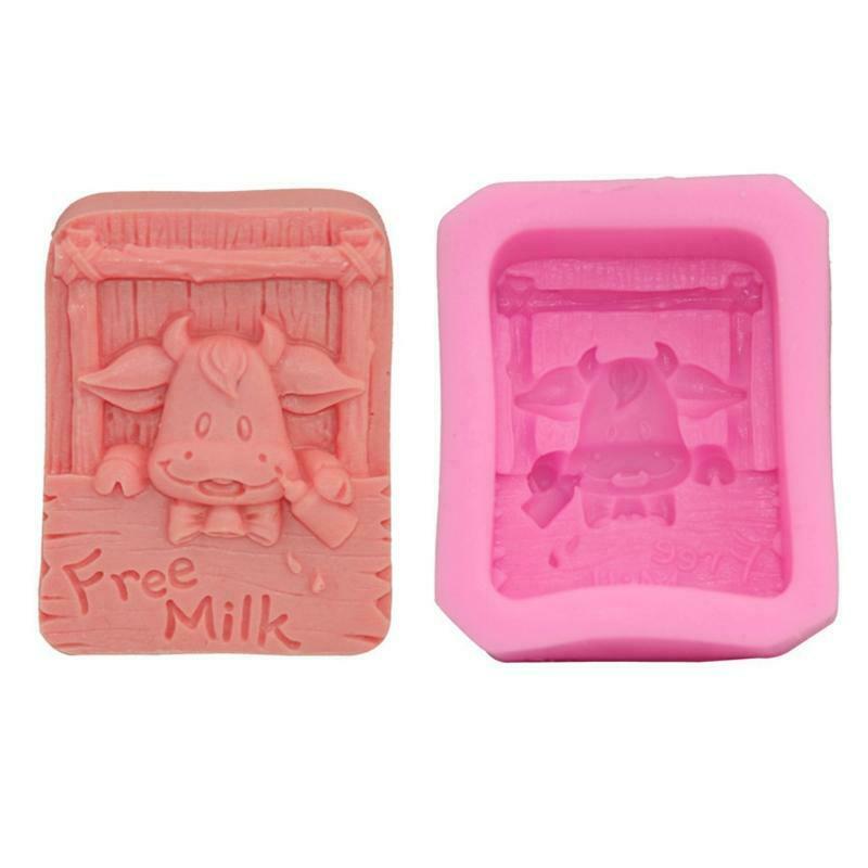 Cartoon Cow Cattle Silicone Soap Mold Fondant Candy Mould Cake Chocolate Decor