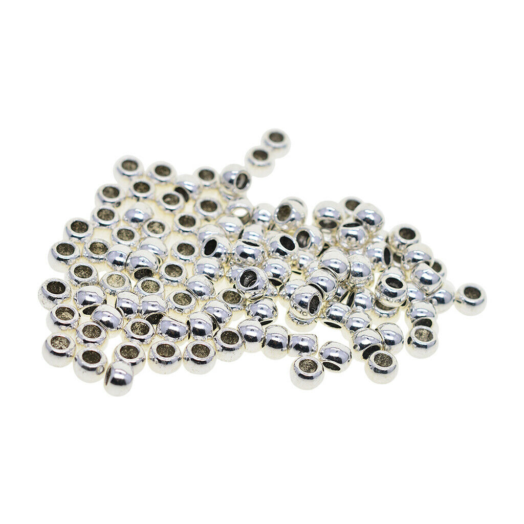 100 Pcs Alloy Round Loose Spacer Rondelle Beads Jewelry Making