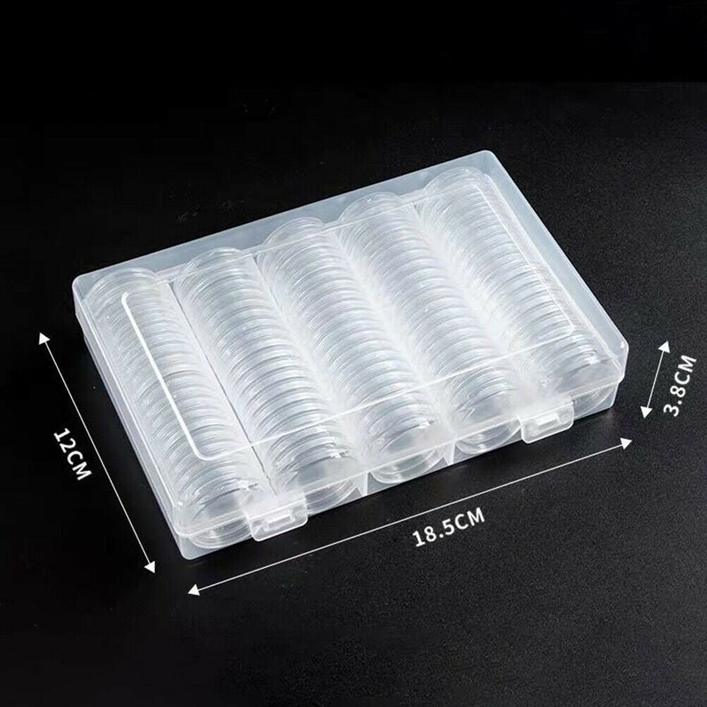 100pcs 30 mm Coin Capsules with Storage Organizer Box for Coin Collection