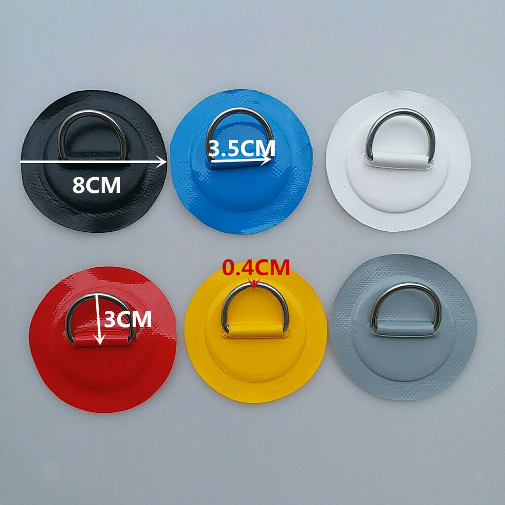 6Pcs Stainless Steel D-Ring Round Patch Pad for Inflatable Boat Kayak Dinghy