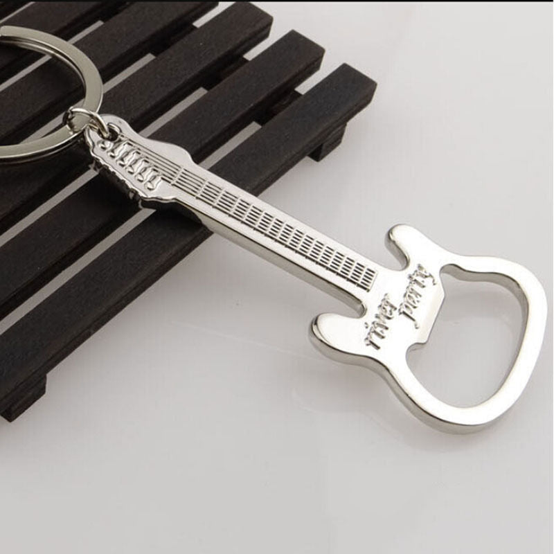 Guitar Bottle Opener Ring Keyring Chain Metal Bar Wine Beer Cap Hang Tool.l8