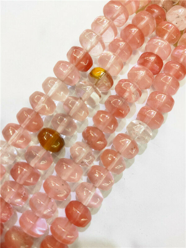 1 Strand 9x7mm Red Cherry Quartz Rondelle Wheel Spacer Loose Beads 15.5" HH107