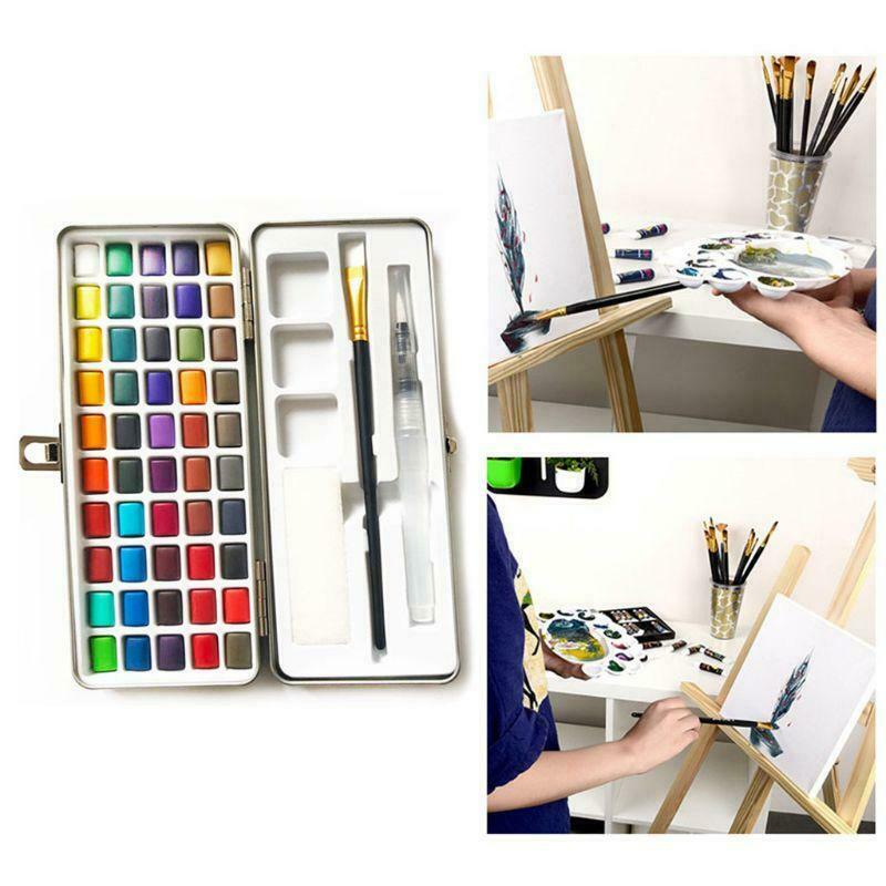 50 Colors Solid Watercolor Paint Pigment Set Portable for Beginner Drawing Art