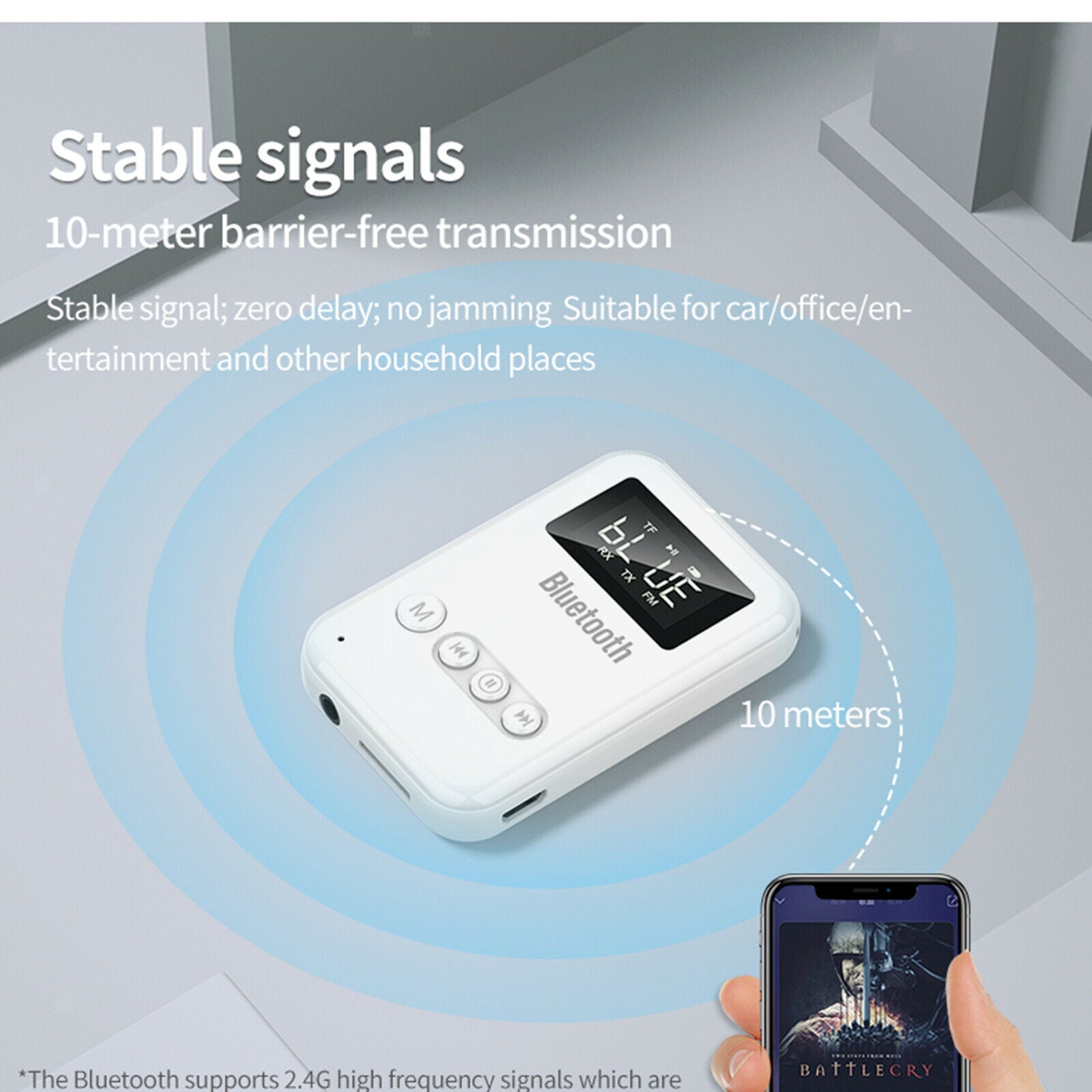 2-in-1 Bluetooth Transmitter Receiver 3.5mm Aux for Car Home Sound System