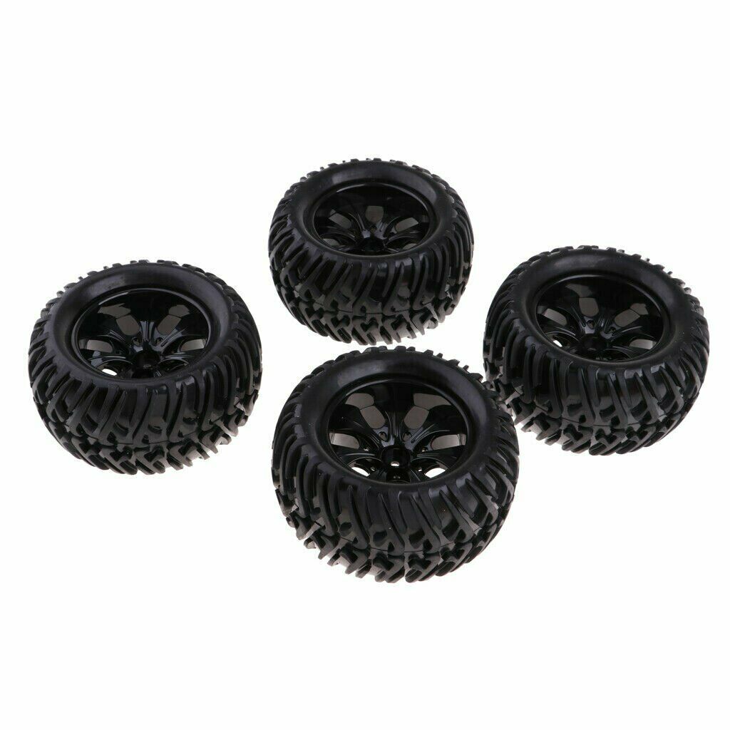 4Pcs Wheels Tire Tyres Set for 1/10 RC Car HPI Savage Flux XS Monster Truck FS