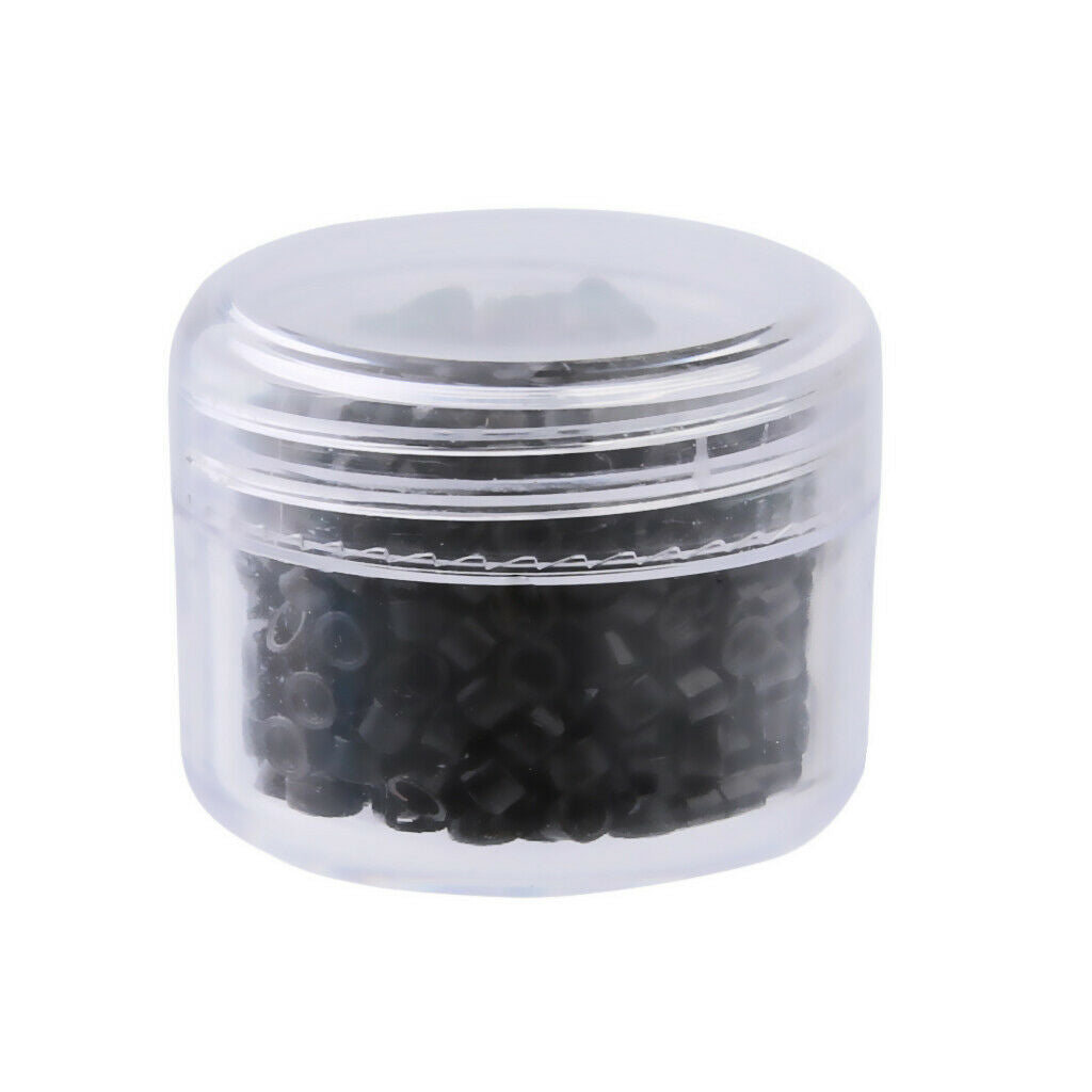 Packs Silicone Lined Rings Hair Clips Micro Beads Hair Extensions 3mm Black