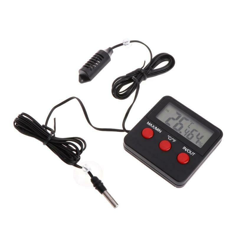 Digital Thermometer Hygrometer Pet Reptile Temperature Humidity w/ Remote Sensor