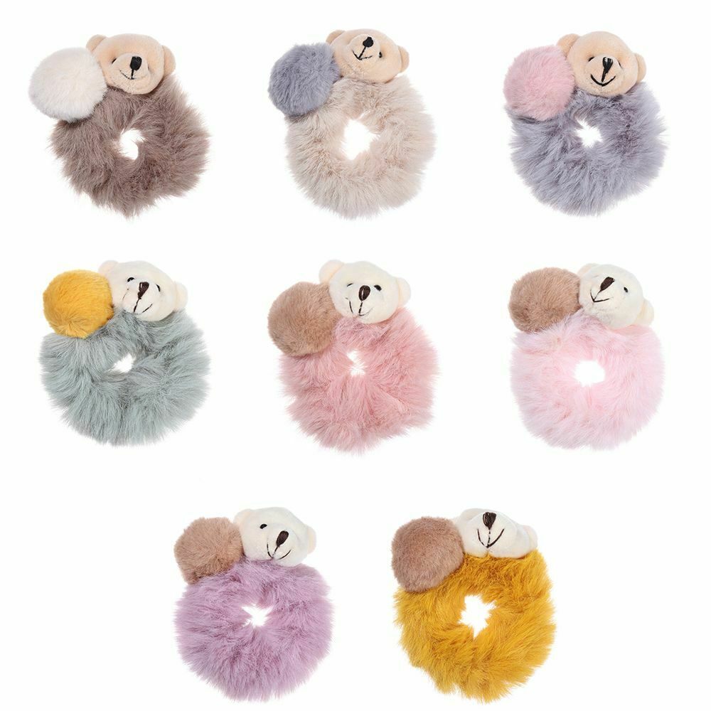 Cartoon Scrunchies Plush HairRope Hairball HairBands Hair Tie Bear Rubber Bands