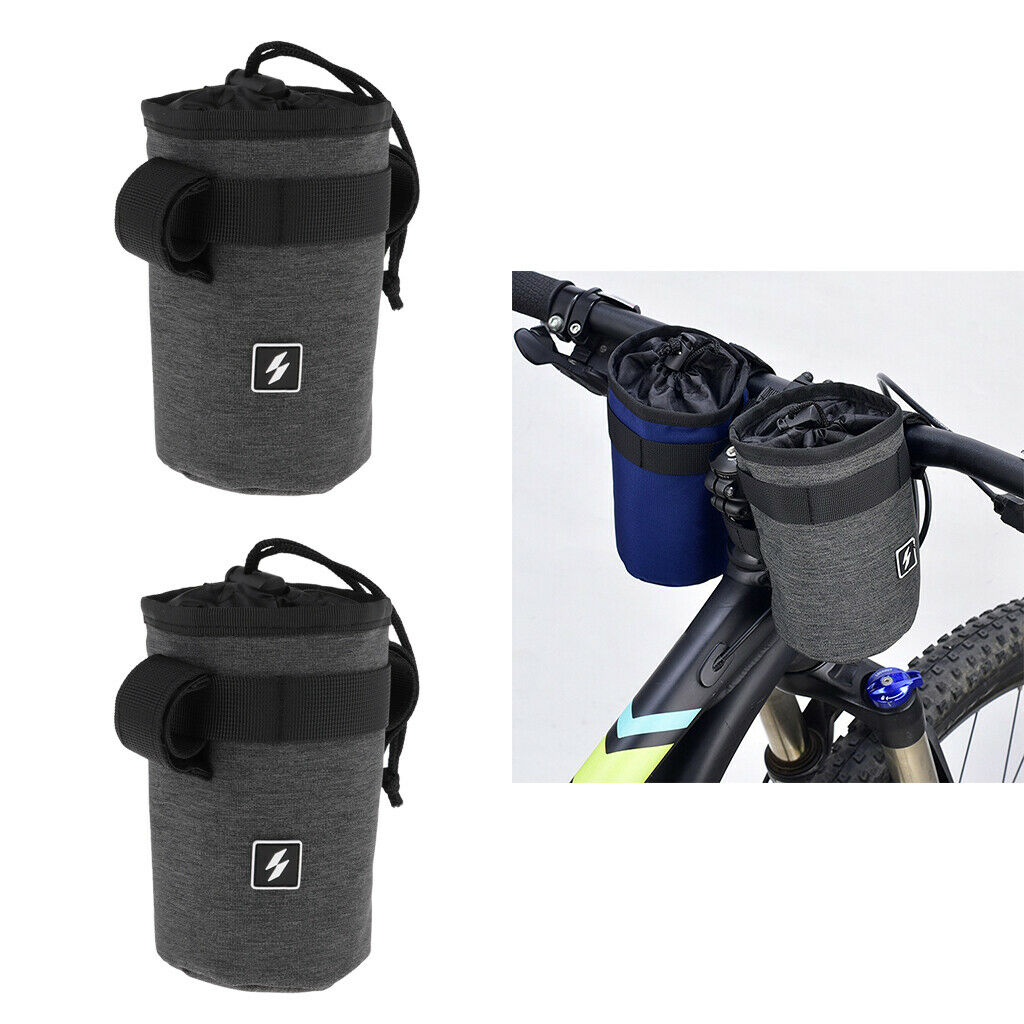 Set Of 2 Bike Kettle Holder Pouch Front Handlebar - Gray