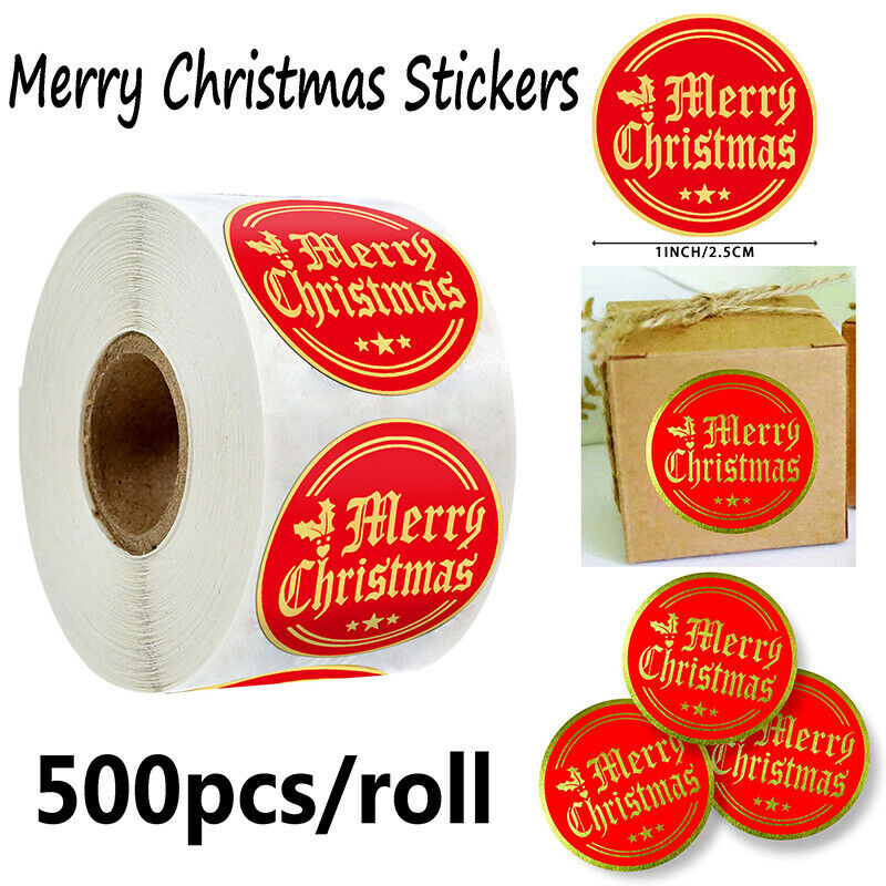 Round 500pcs Merry Christmas Stickers Gifts Packaging Sealing Labels Xmas.l8