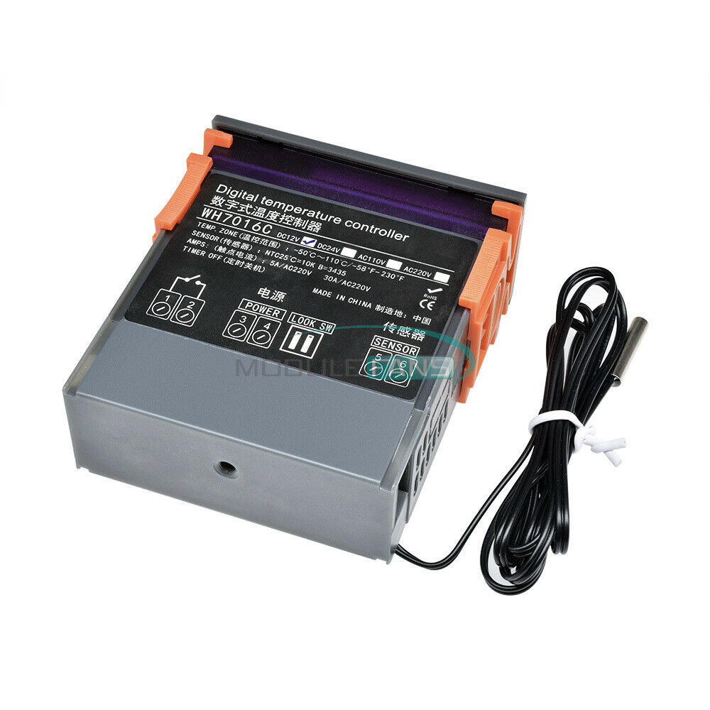 12V WH7016C Digital Temperature Controller Thermostat Switch NTC 10K/3435 Sensor