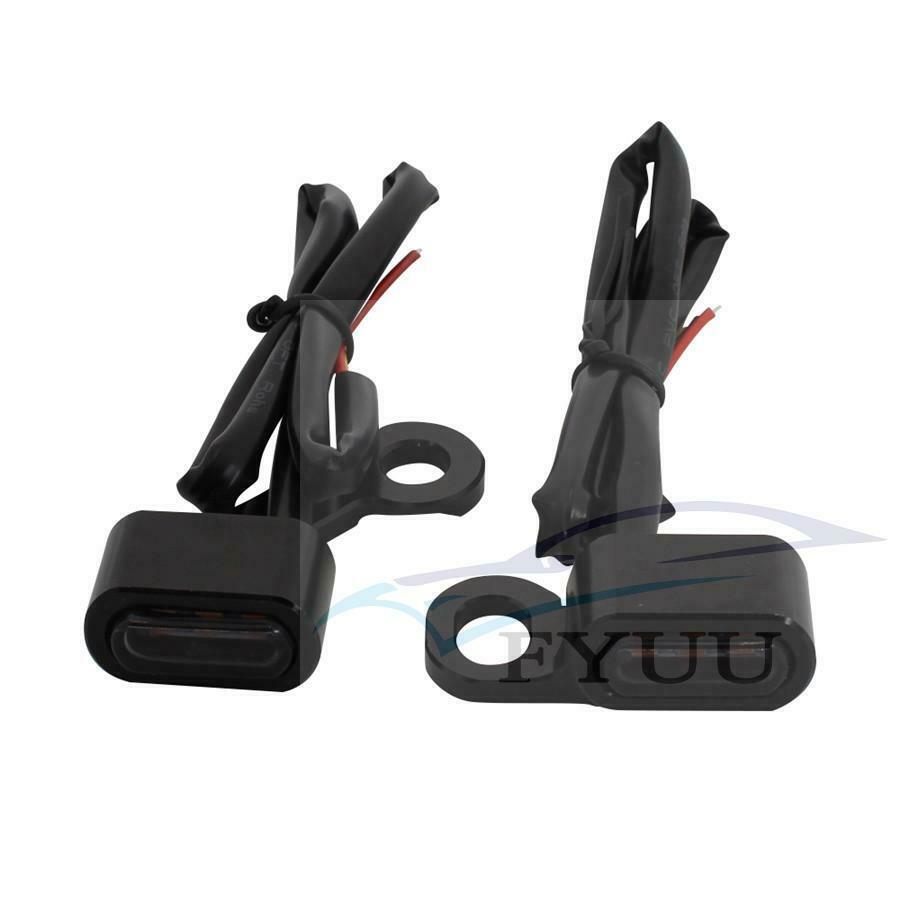 2X Motorcycle Amber LED Mini Turn Signal Indicator Running Light Lamp Full BLACK