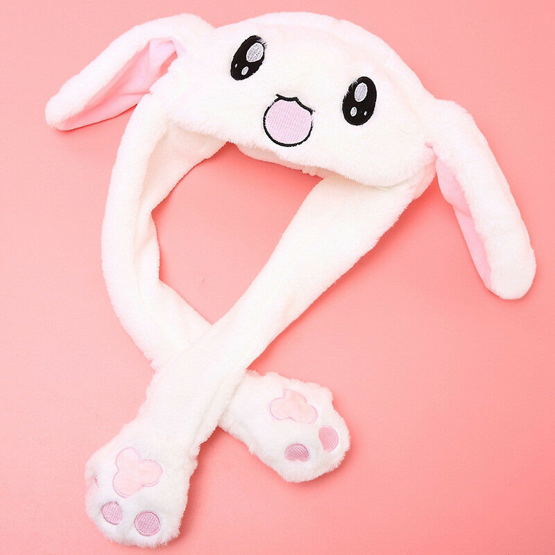 Plush Funny Animal Rabbit Hat Bunny Cap With Airbag Jumping Ear Movable Gift HN