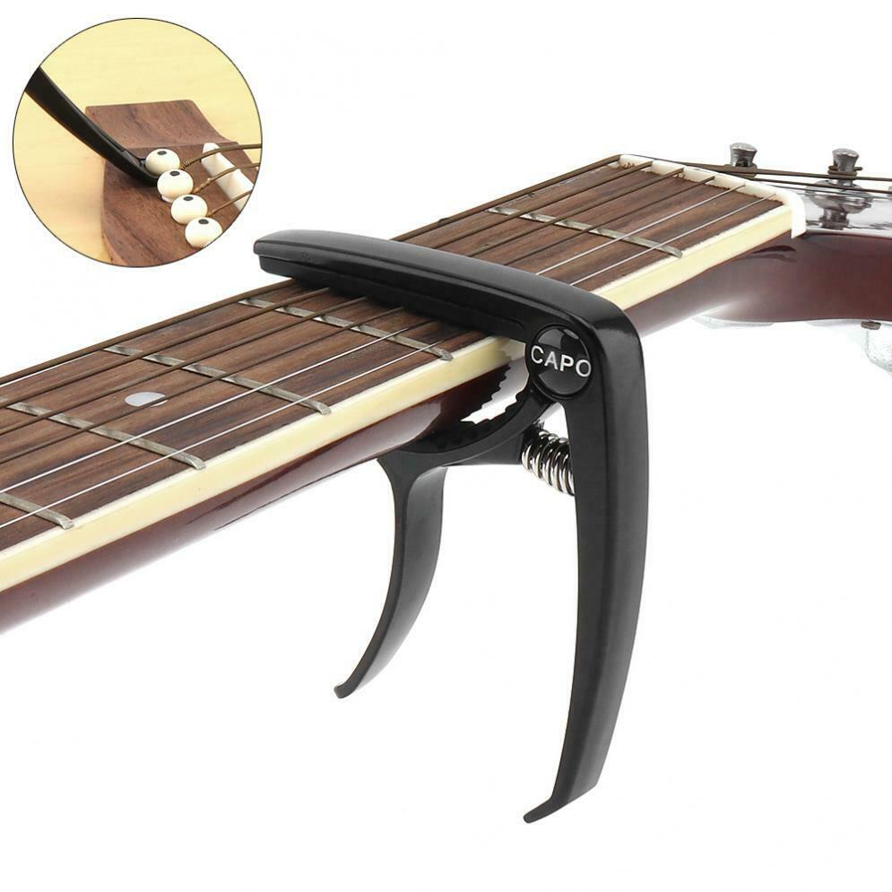 Guitar Capo with Pin Puller Black Aluminum Alloy Metal Guitar Ukulele Tuning