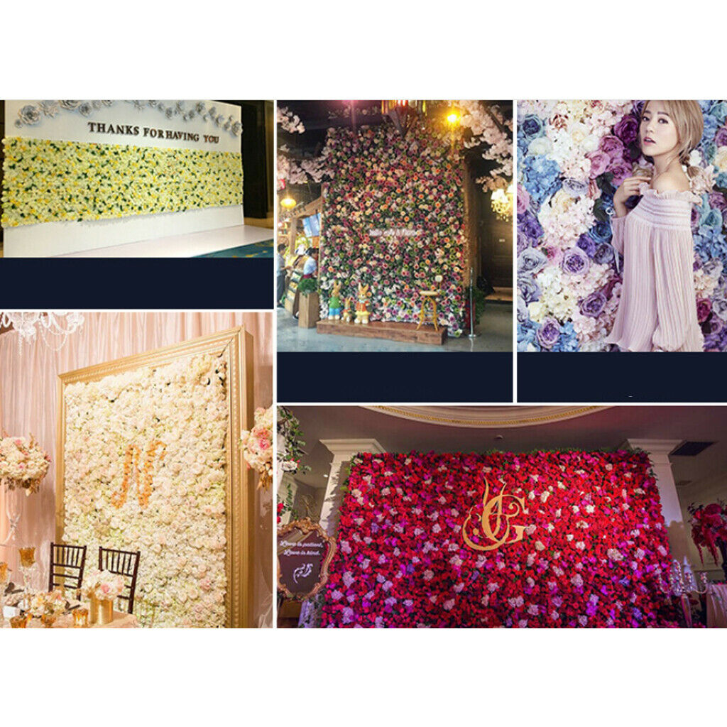 Artificial Hydrangea Rose Peony Silk Flower Wall Panels Background White