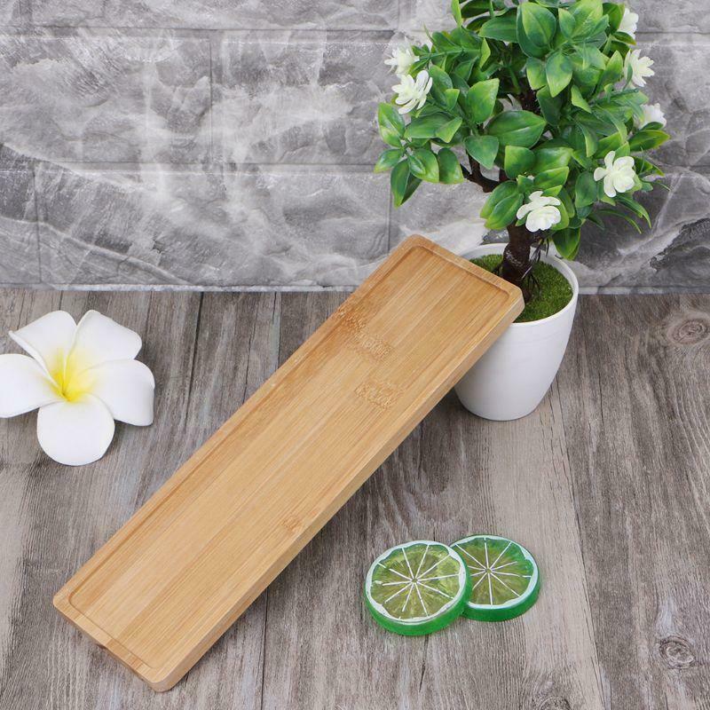 Rectangle Bamboo Wood Saucer Plant Tray Mini Plant Flower Pot Stand Pot Tray