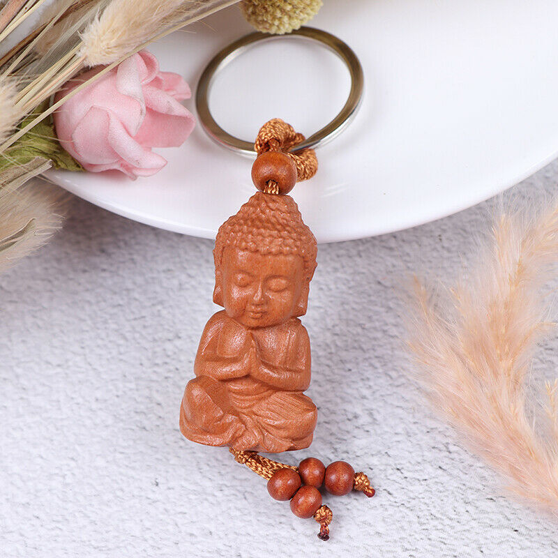 Mahogany Three-dimensional Engraving key chain Lifelike Buddha Pendant Ke.l8