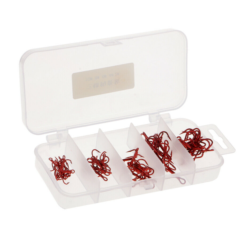 50pcs Treble Hooks High Carbon Steel Barbed