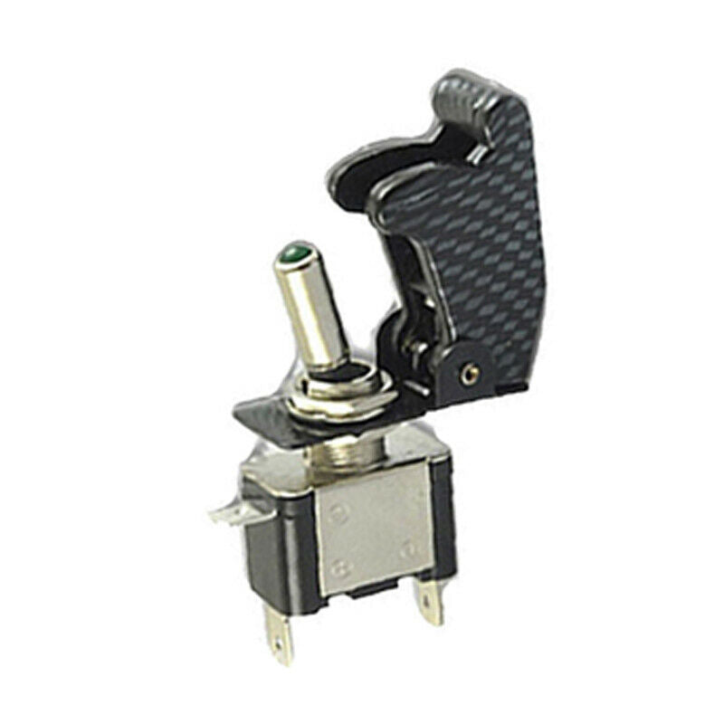 5PCS 20A Car SUV Truck Yacht Carbon Fiber Cover LED Light Rocker Toggle Switch