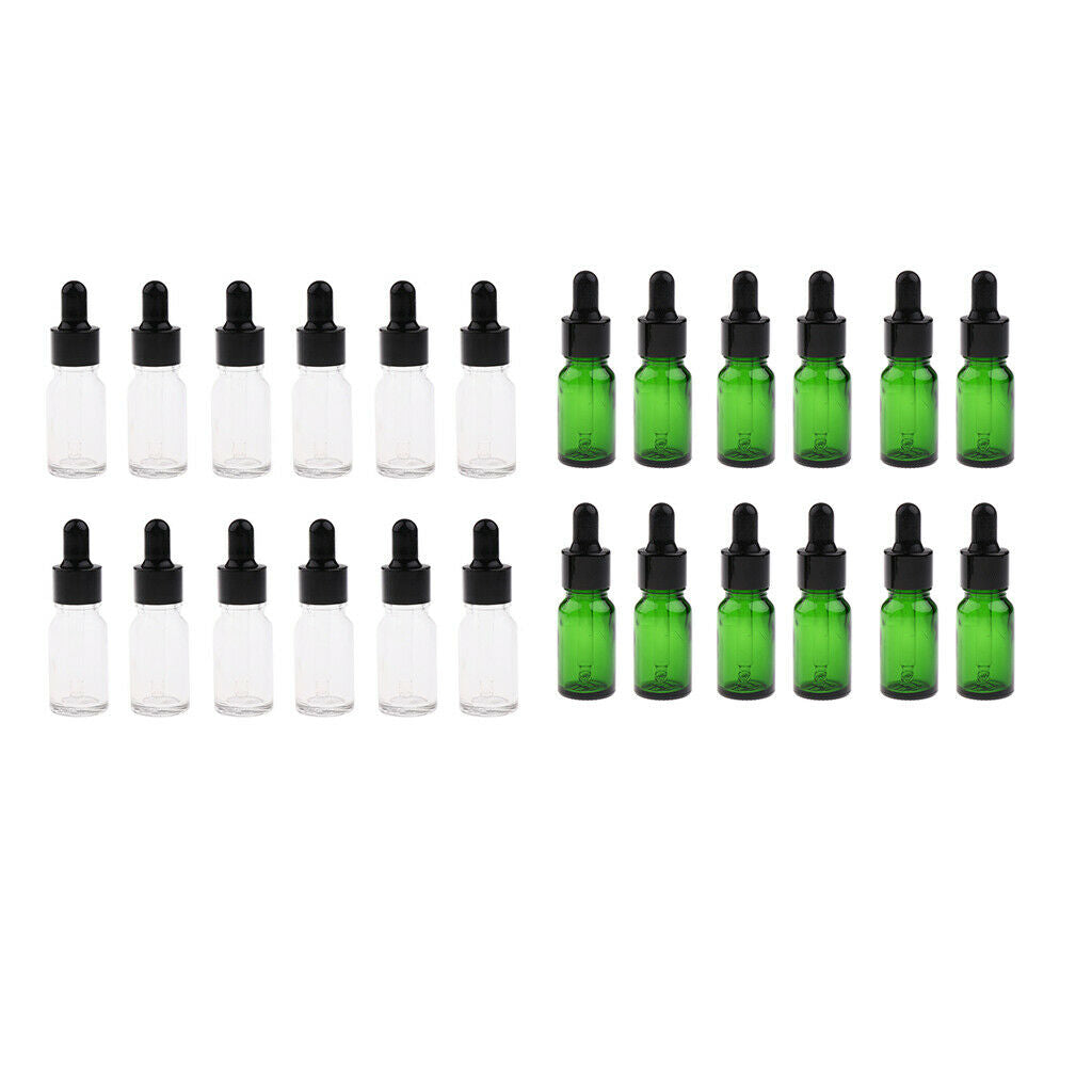 24 Pieces Mini Empty Reusable Dropper Bottles for Essential Oils Cosmetics