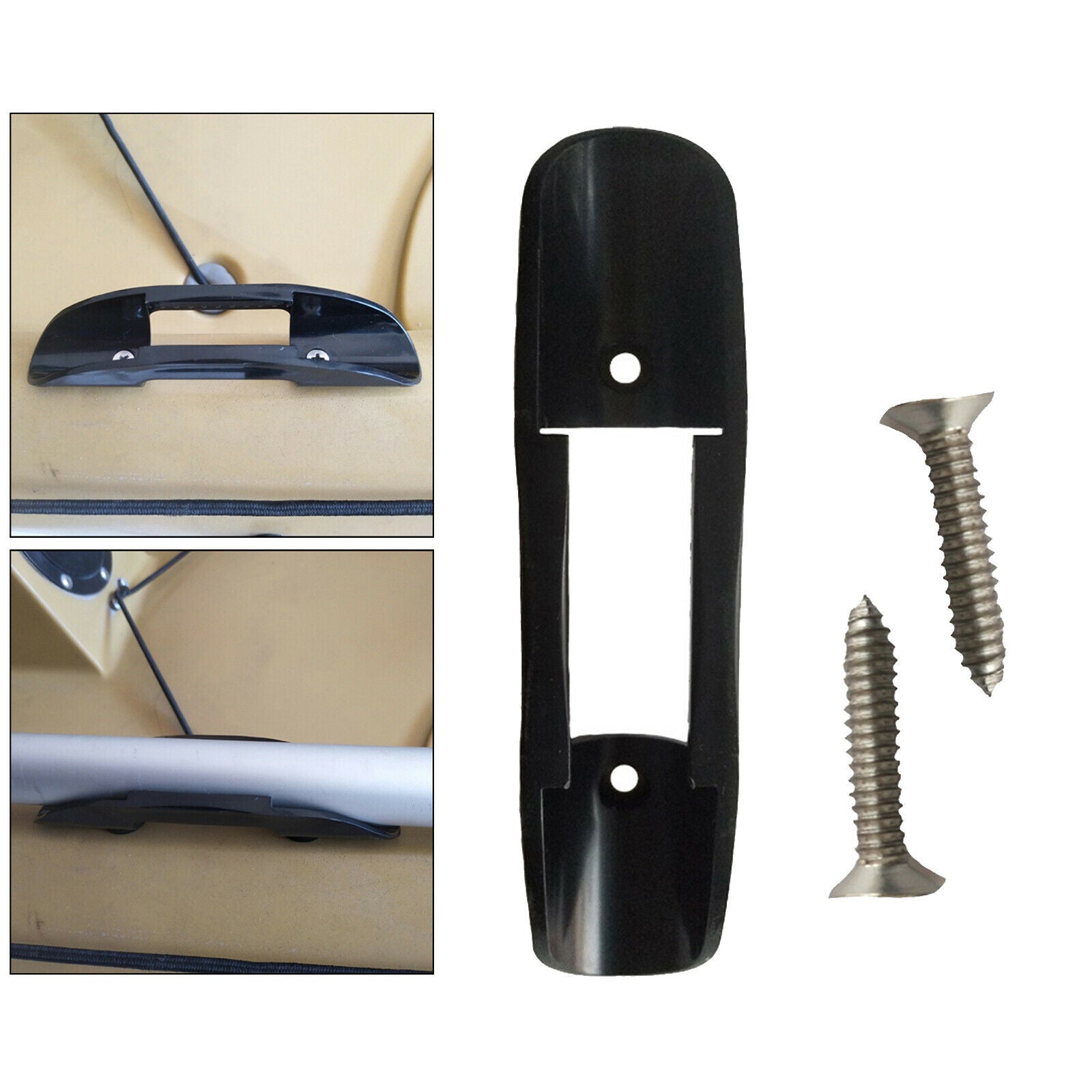 Black Plastic Kayak Canoe Raft Paddle Clip Holder Fishing Net Holder