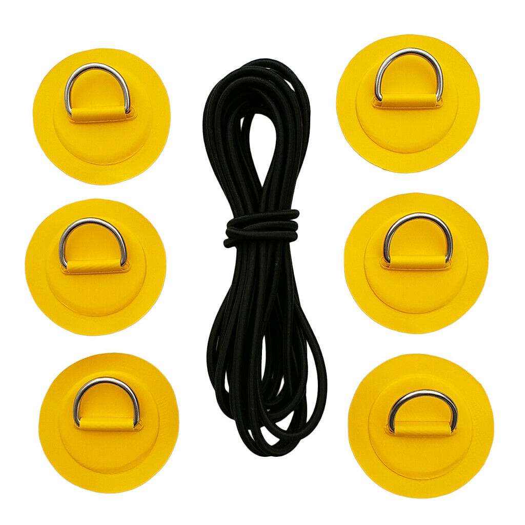 6Pcs   Inflatable   Boat      Stainless   Steel   D - Ring   Patch  +  5m   x