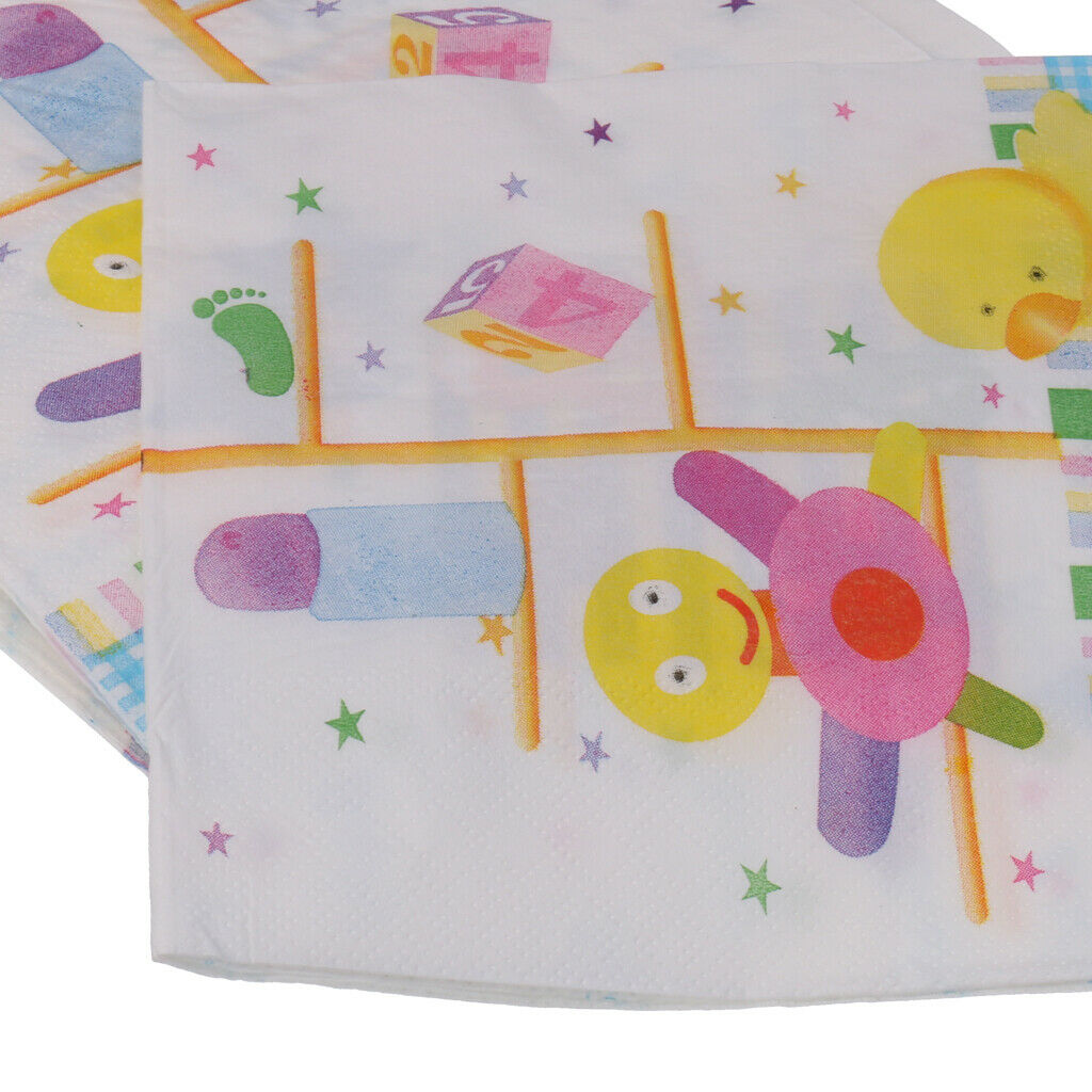 20pcs Disposable Paper Baby Duck Bottle Napkins Party Baby Shower Tableware