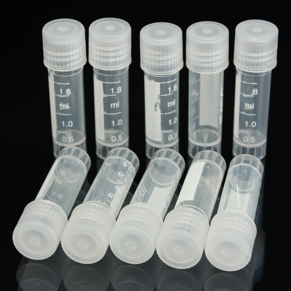 2ml Conical Micro Centrifuge Tubes W/Caps Plastic Chemistry Test Vials 100Pcs