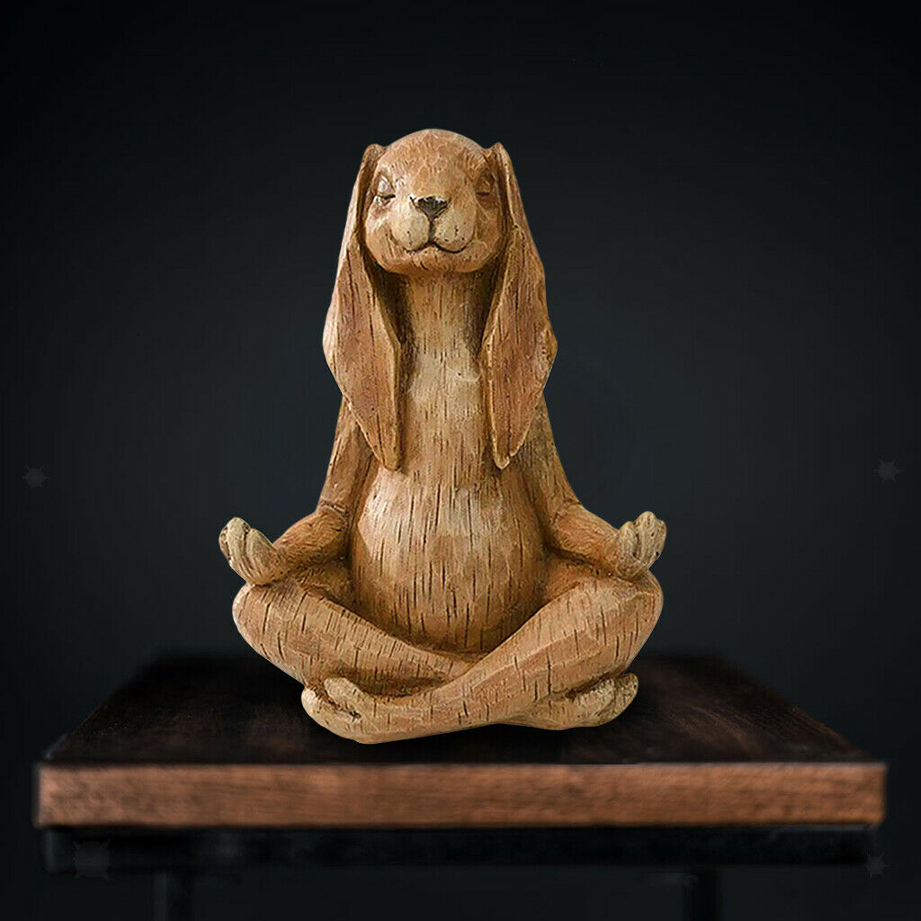 Zen Rabbit Statue Craft Garden Yard Tabletop Indoor Outdoor Sculpture Decor