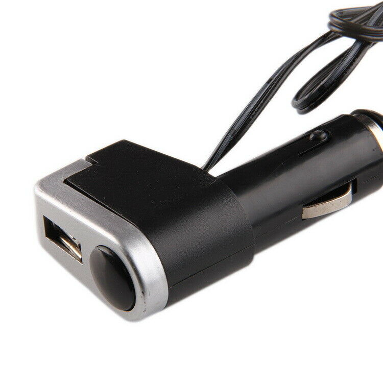 Black Car Cigarette Lighter Socket USB Charger Splitter 12V Power Adapter