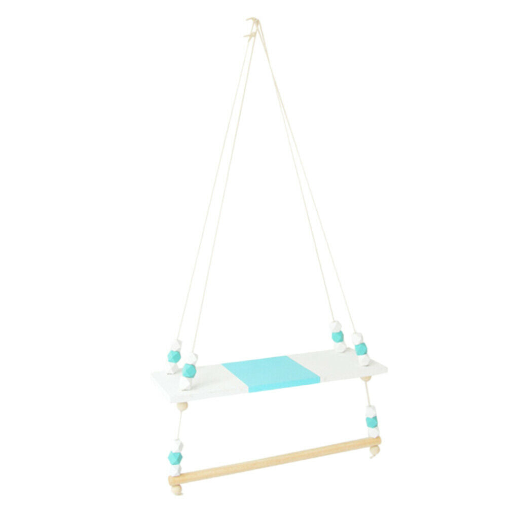 Wooden Handicraft Pine Single-layer Partition Shelf + Clothes Hanger Green