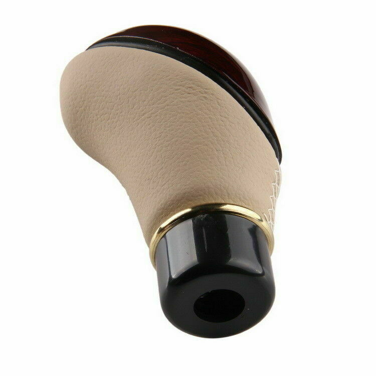 Manual 5 Speed Auto Car Gear Stick Knob Shift Shifter Lever Beige Leather Screw