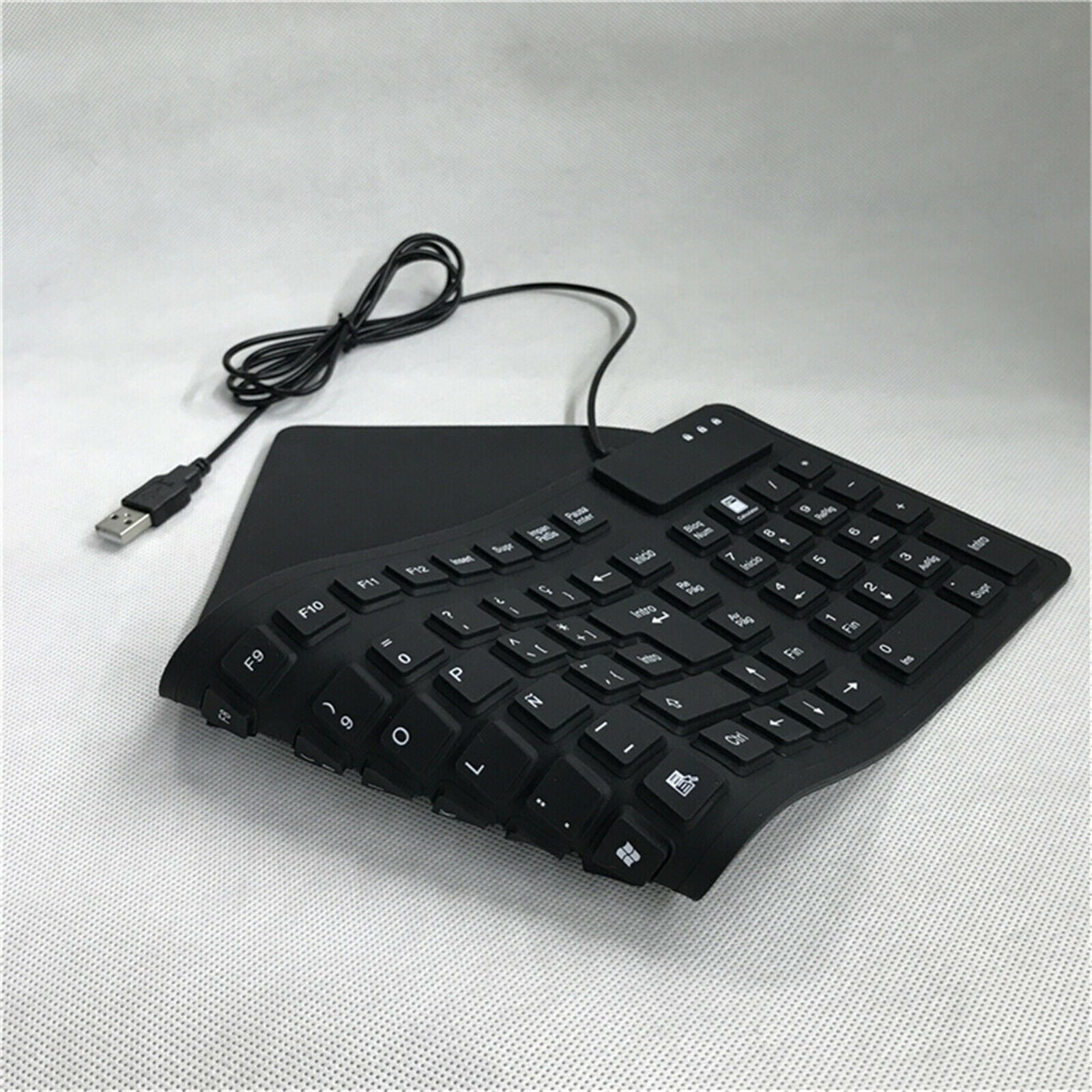 Foldable Wired Spanish Keyboard Rollup Keyboards for Desktop Computer Laptop