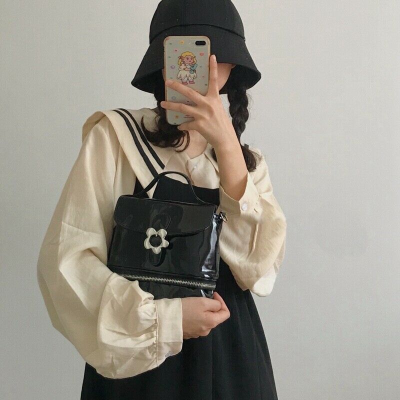 Bags for Women,PU Leather Mini Shoulder Bag,Retro Handbag with Flower DesignS2E3