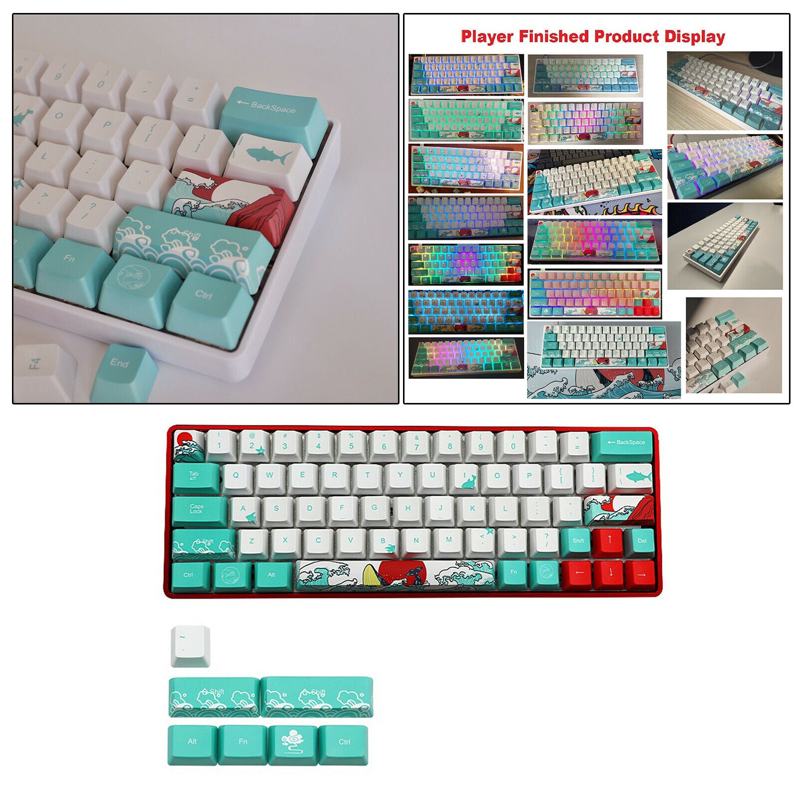 Coral Sea Ukiyo-e DYE-SUB PBT Keycaps Set for Cherry MX Keyboards English