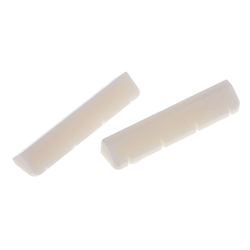 3Pcs String Instrument Bridge Slotted Bone Nuts 35x6x5mm for 4-String Guitar