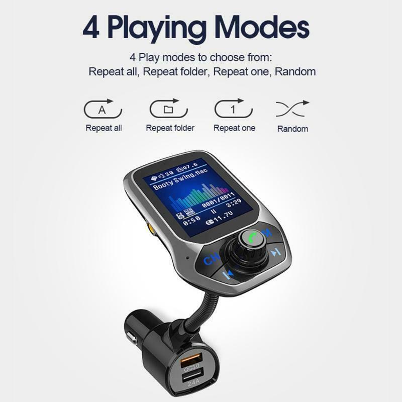 Bluetooth-compatible Player Car Kits Audio Music Adapter USB QC3.0 Fast Charger