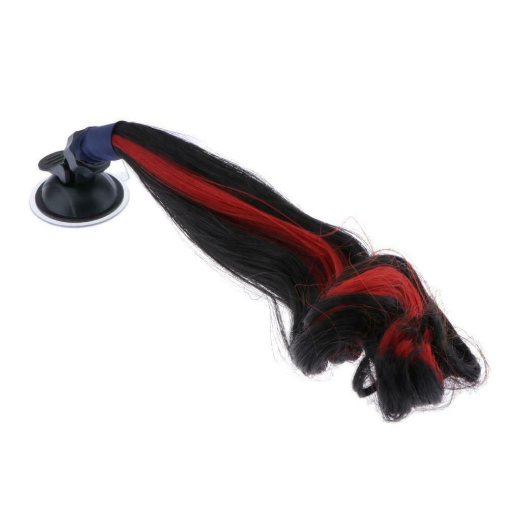 Helmet Braids Ponytail Motorcycle Helmet Curly Wig Black + Red