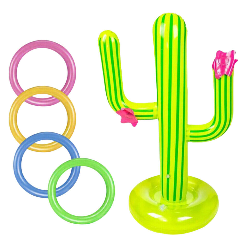 Creative Inflatable Cactus Rings Toss Game with 4 Rings, Fun Interactive Game