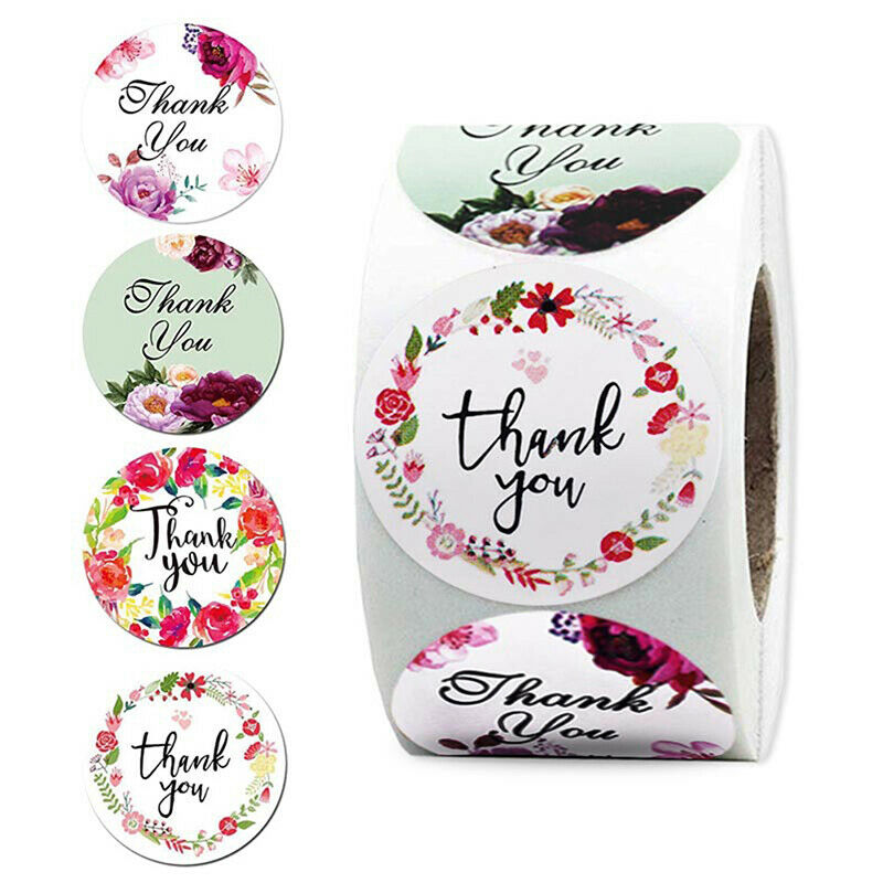 500 Pcs Thank You Stickers Seal Labels with Flower for Wedding Par.l8