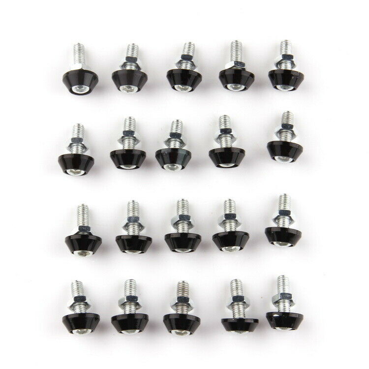 6mm x 25mm Metallic Polished License Plate Frame Screws Bolts Black Car 20PCS