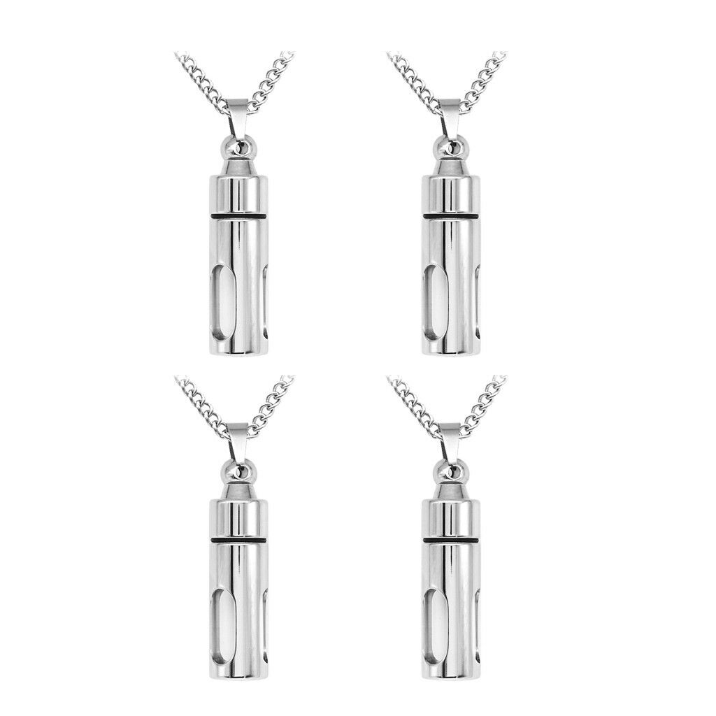 4Pcs Openable Necklace Chain Pet Urn Cremation Keepsake Memorial Jewelry