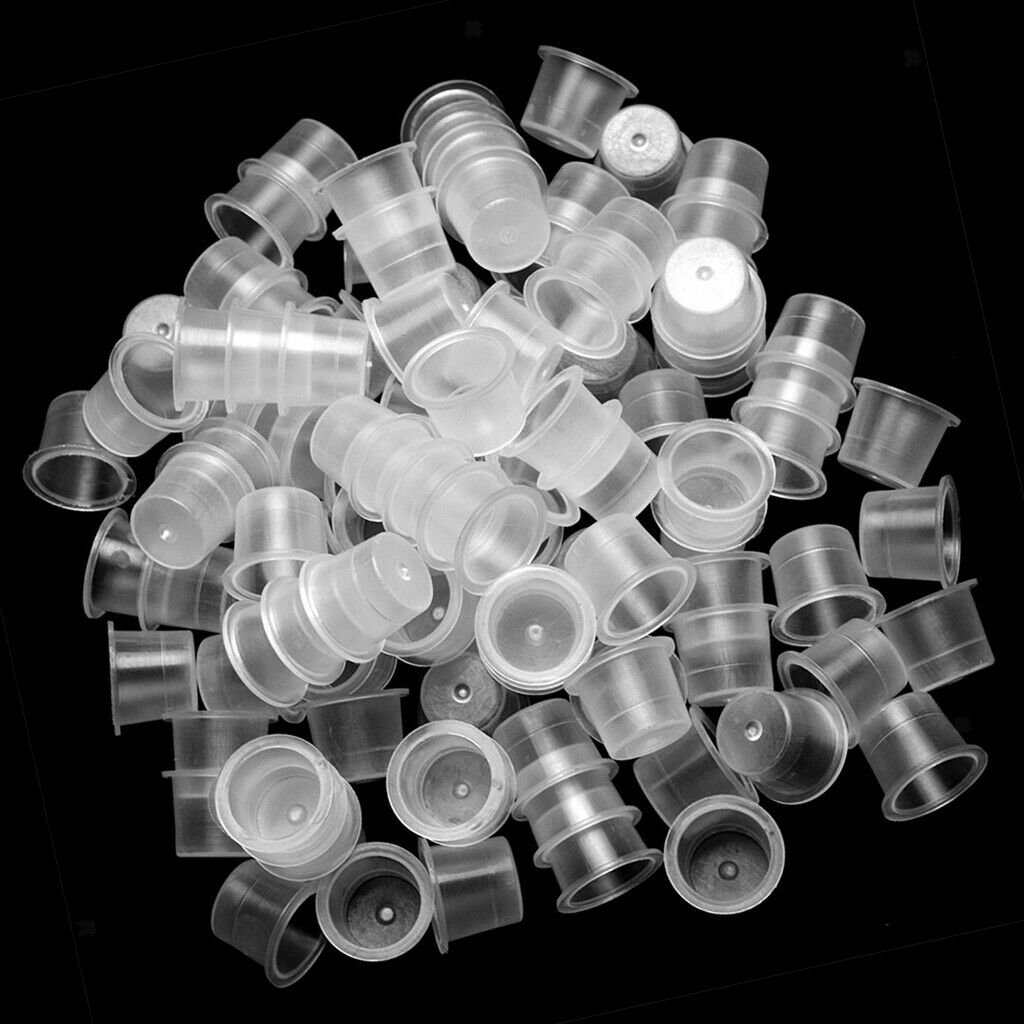 100 pcs Disposable Plastic Tattoo Cup Pot Pigment Ink Holder Tattoo Tools S