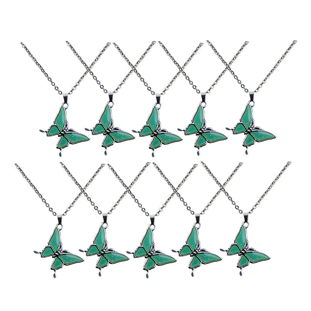 10 Pcs Butterfly Shaped Mood Pedant Necklace Choker Color Change for Girl