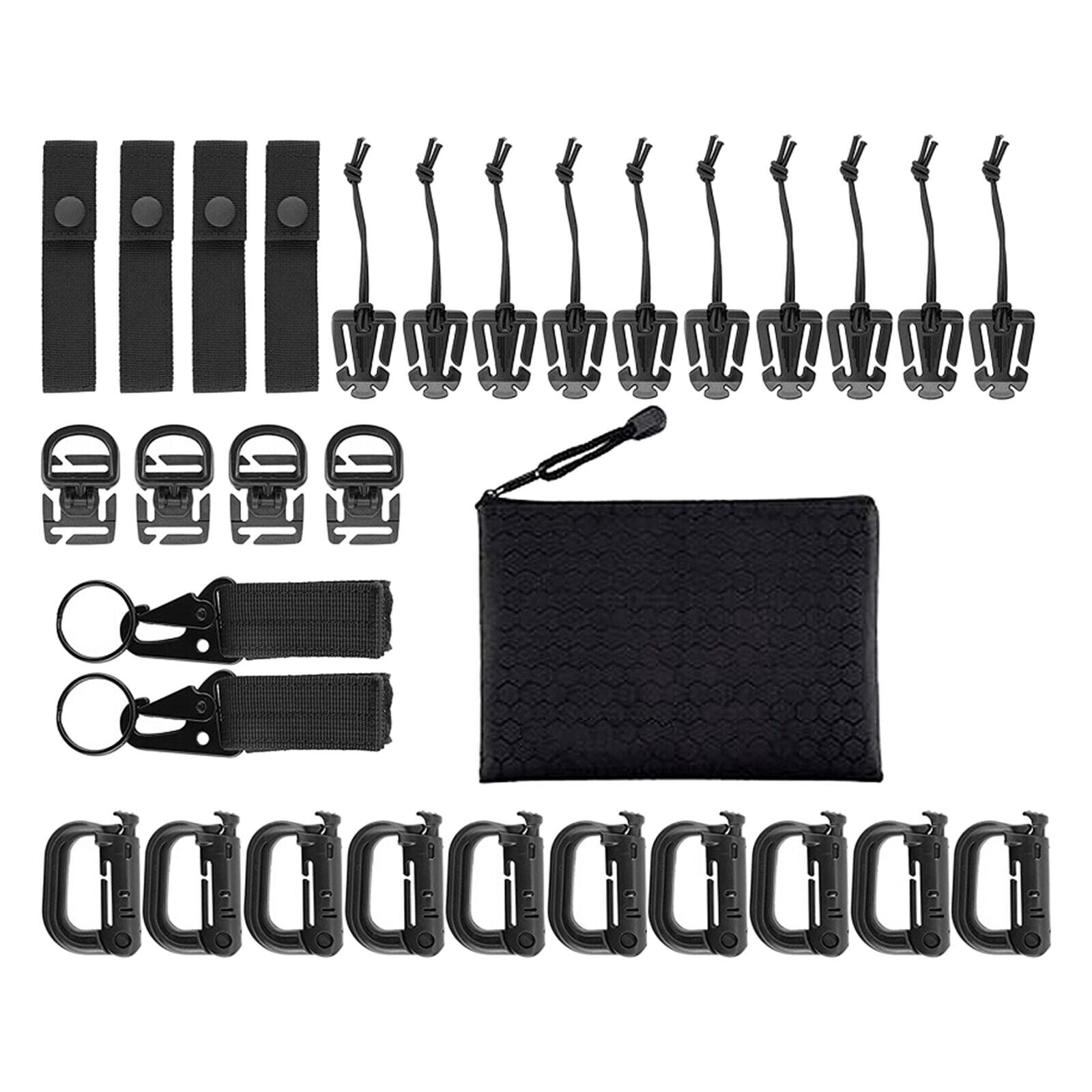 30Pack Attachments for Molle Backpack 360 Rotation D-Ring Clip MOD Strap