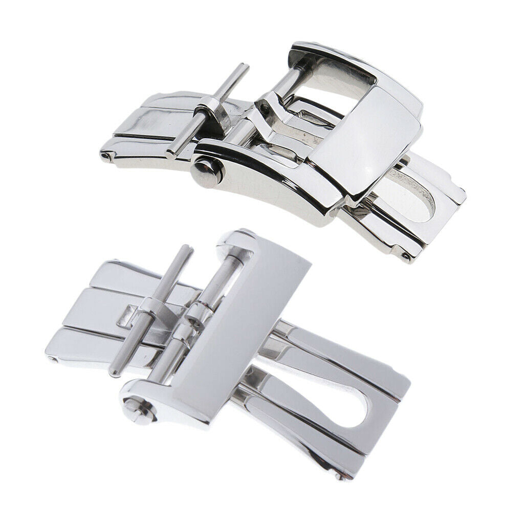2 Stainless Steel Deployment Clasp Buckle Fasten Watchband Clasp Folding 18/20mm