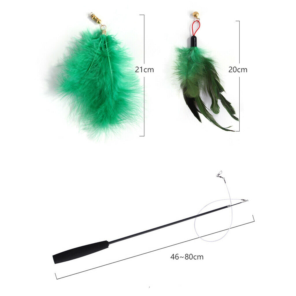 Cat Teaser Wand Kit Funny Interactive Catcher Toys Retractable Pole for Pet