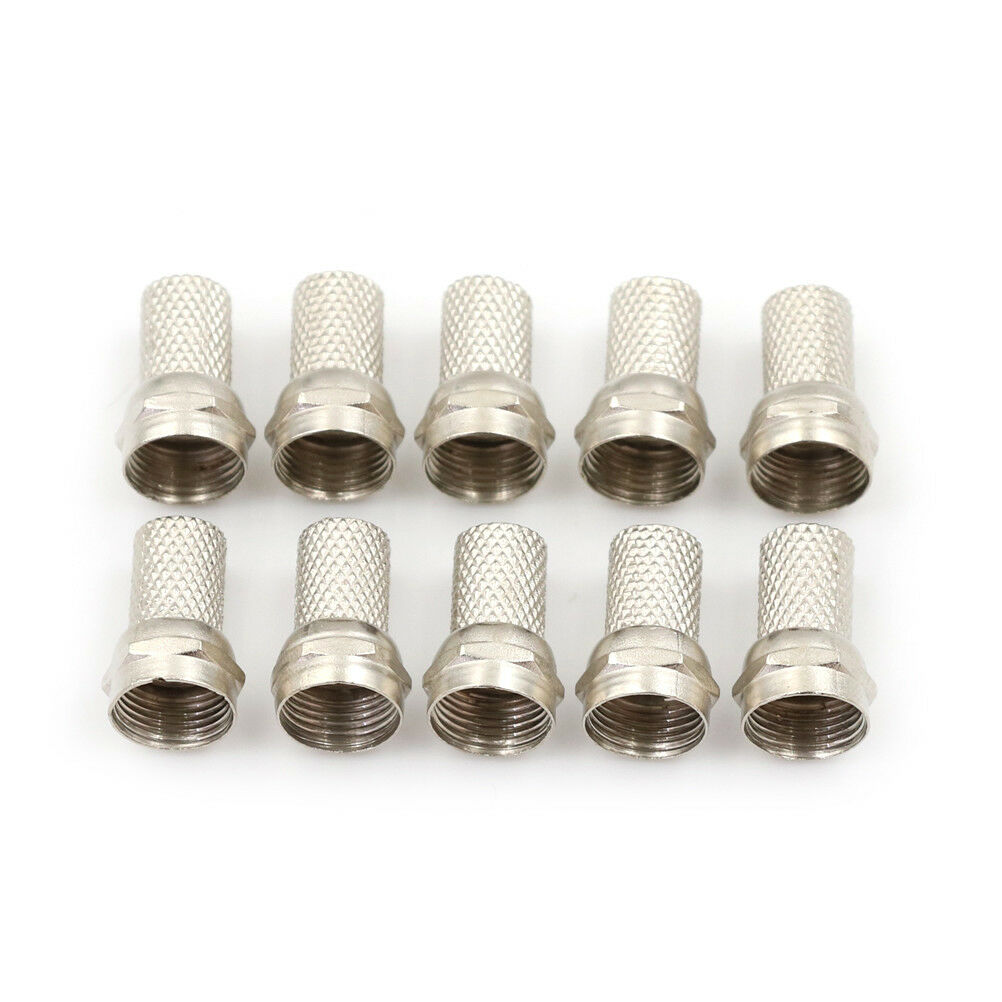 10 x F Connector Screw on type for RG6 Dual Shield TV Antenna Coax Cable FG